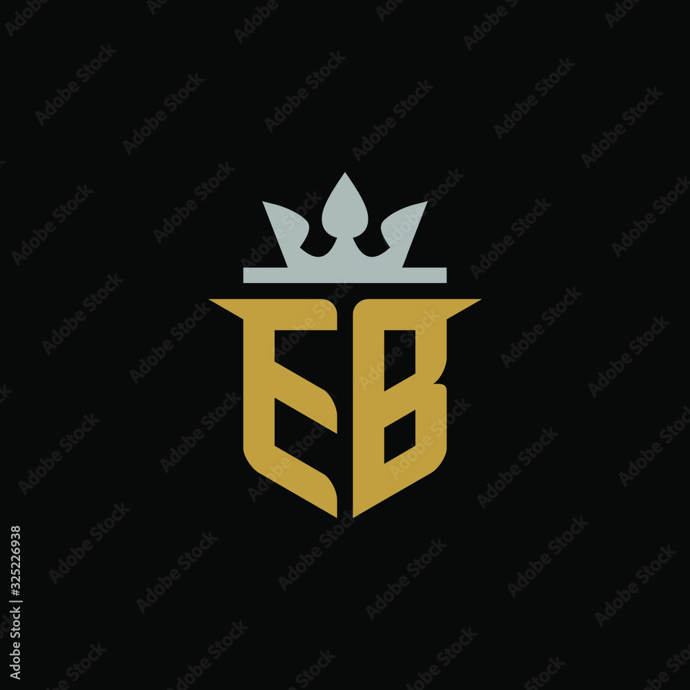 Initials Letter EB Shield King Logo Design Initials Letter EB Shield King Logo Design