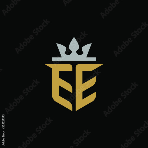 Initials Letter EE Shield King Logo Design