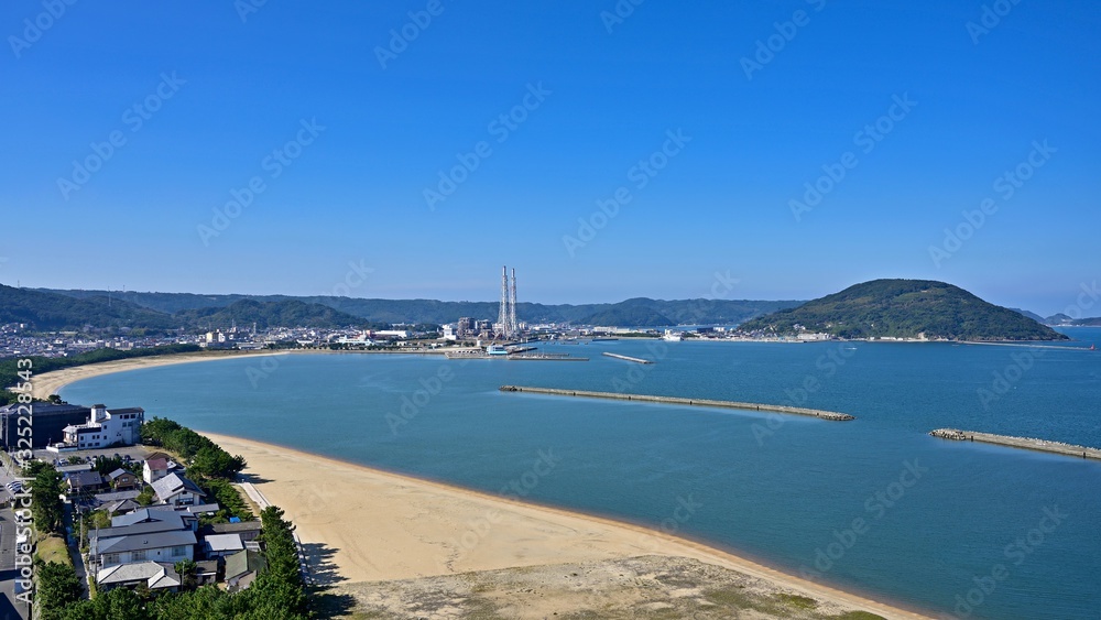 天守閣から見おろす唐津湾の情景@佐賀 天守閣から見おろす唐津湾の情景@佐賀