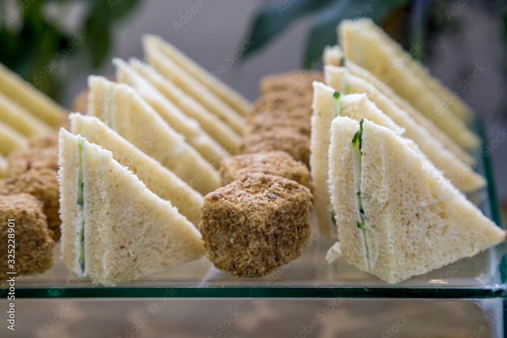 high tea with sandwiches Stock Photo | Adobe Stock