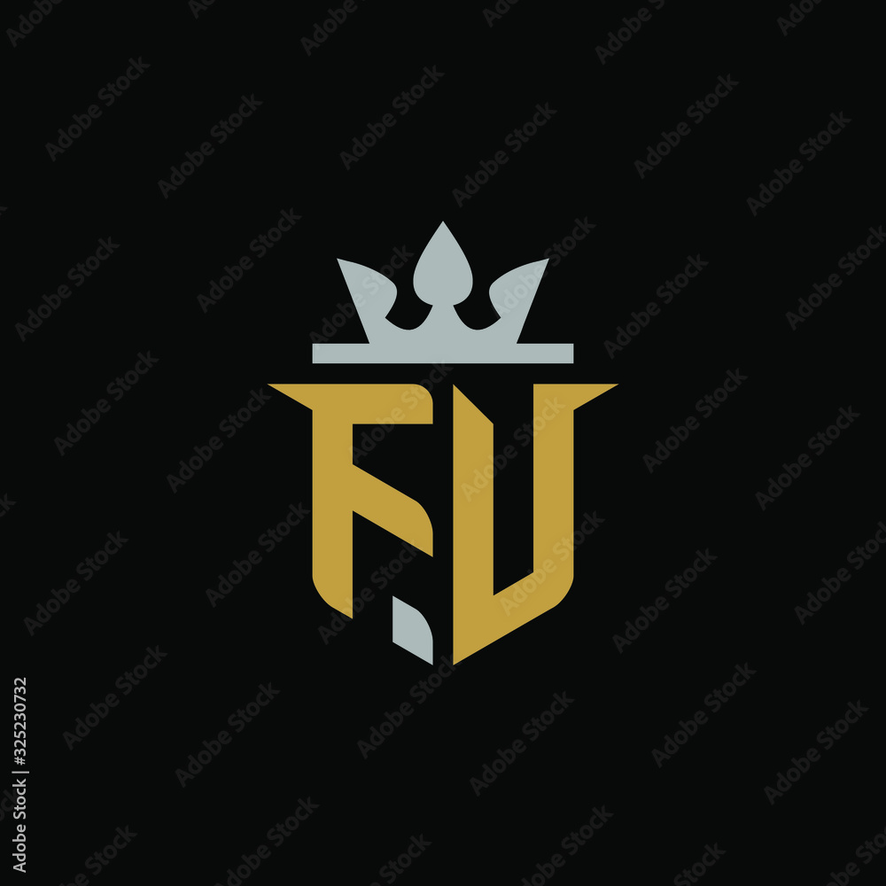 Initials Letter FV Shield King Logo Design Initials Letter FV Shield King Logo Design