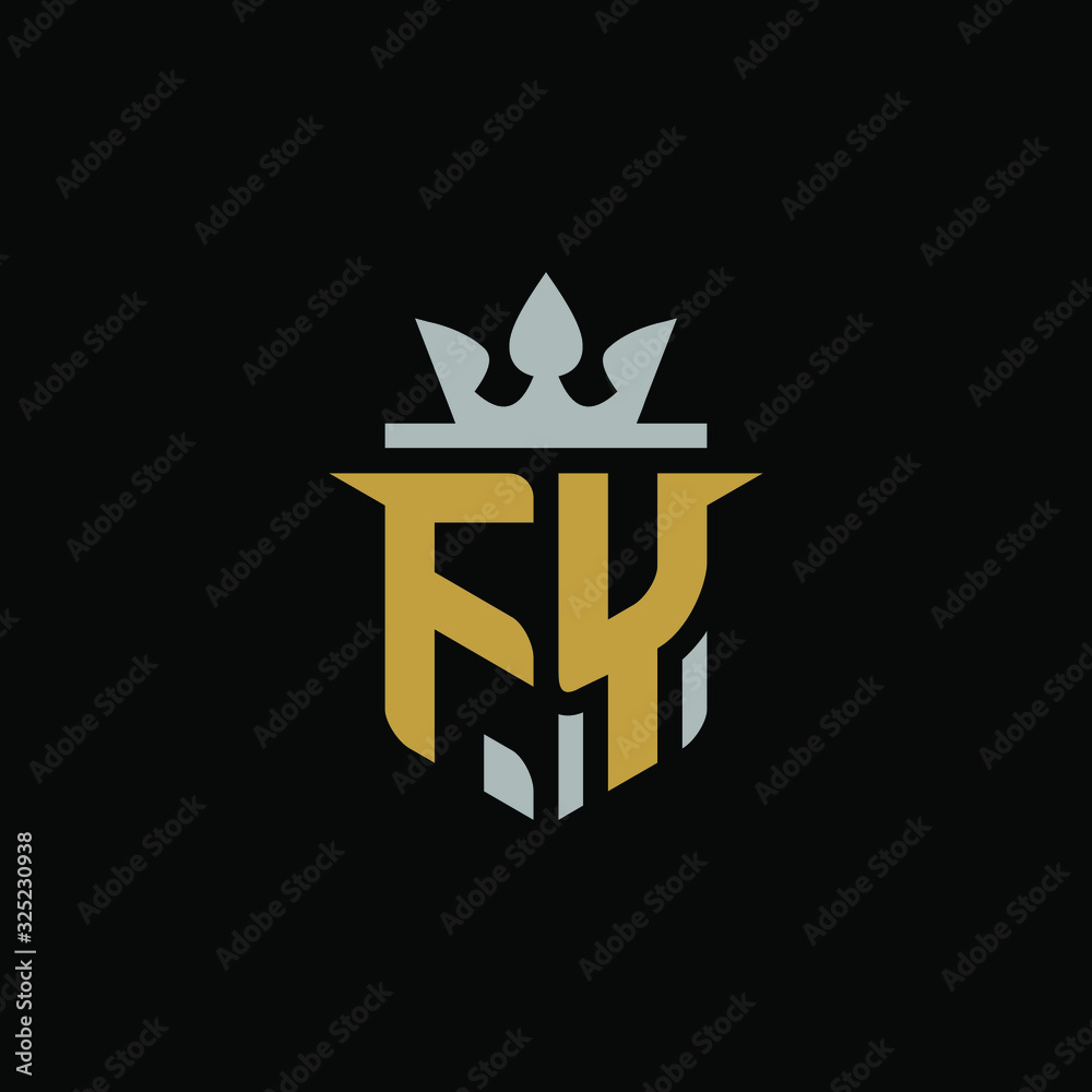 Initials Letter FY Shield King Logo Design Initials Letter FY Shield King Logo Design