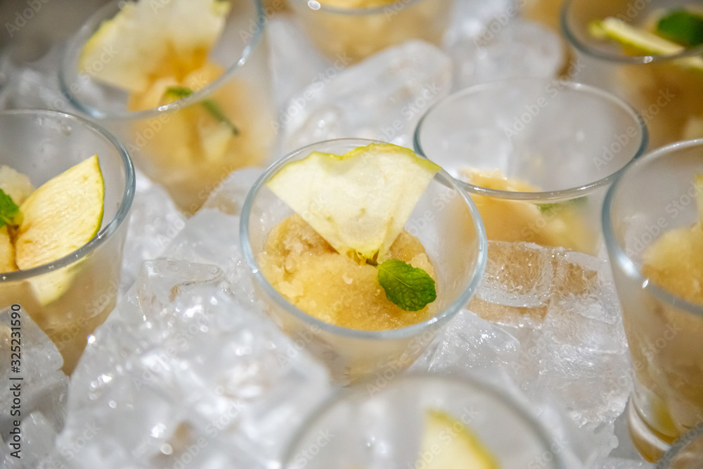 dessert with fruits sorbets on ice dessert with fruits sorbets on ice