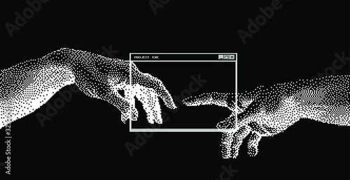 Murais de parede The Creation of AI, the hands going to touch together look like the Michelangelo's art work
