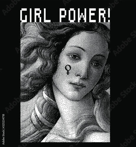 Venus in retro 8-bit pixel art style. Vaporwave style collage or print.