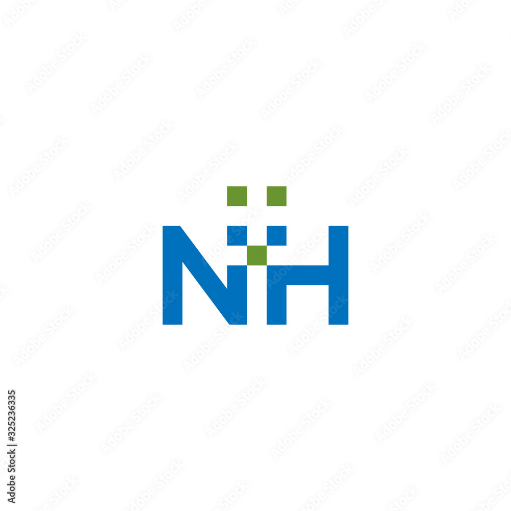 Initial letter NH with a negative space hospital symbol Initial letter NH with a negative space hospital symbol