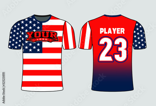 Red stripe and blue background filled with stars flag pattern beautiful shirt decent design