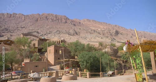 Ancient traditional residential old house in Tuyoq village valley inTurpan Xinjiang Province China.