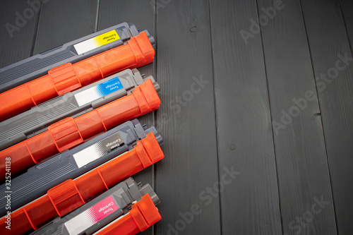 Yellow, magenta, black and cyan toner cartridges for laser printer