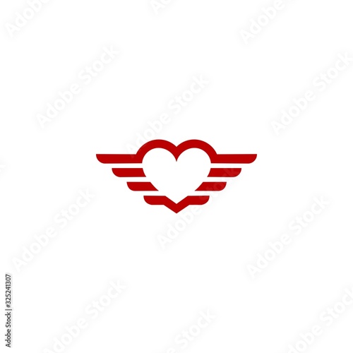 Heart vector symbol. Valentines day ribbon logotype. Music Logo Template Design