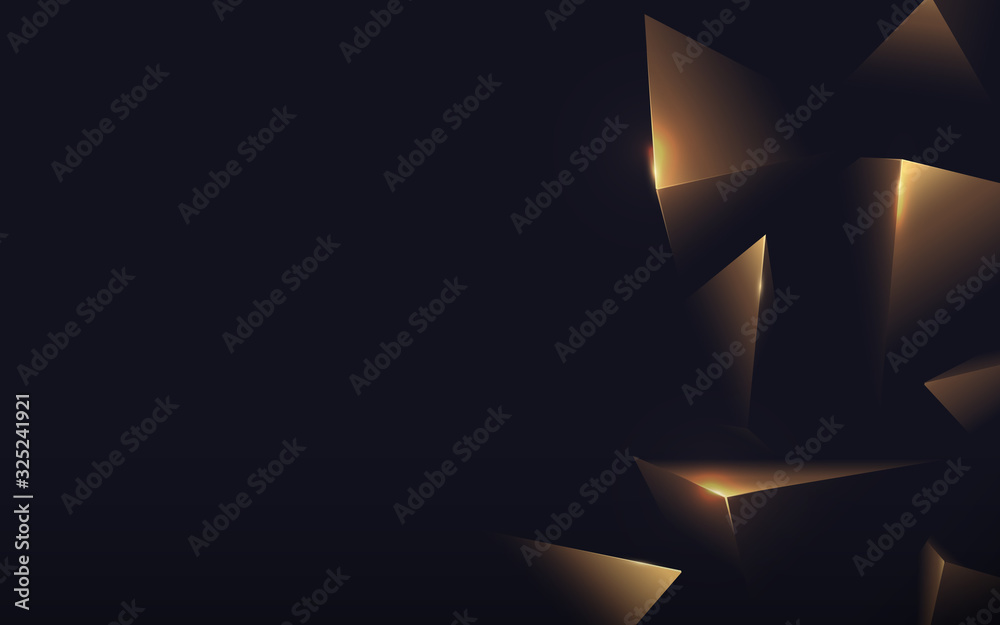 Abstract polygonal pattern luxury gold on dark background. Vector illustration