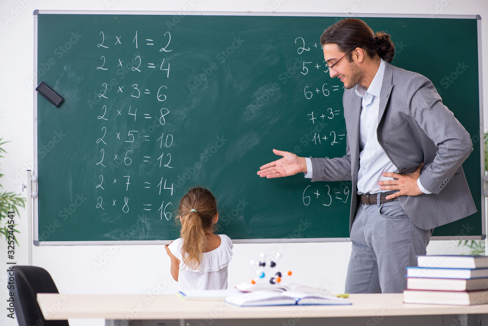 Teacher with young girl in the classroom Teacher with young girl in the classroom