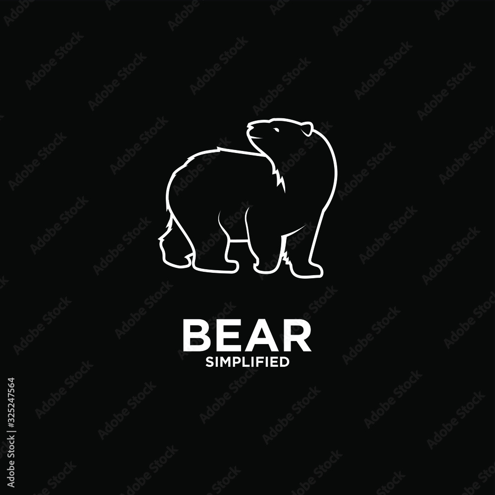 Bear walk outline logo icon design vector with black background