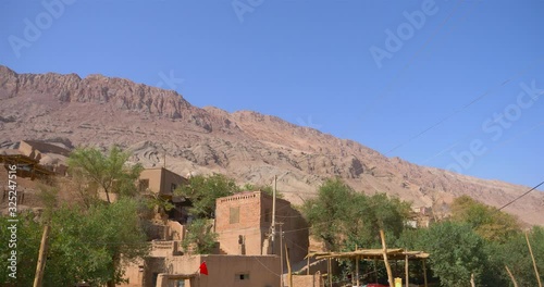Ancient traditional residential old house in Tuyoq village valley inTurpan Xinjiang Province China.