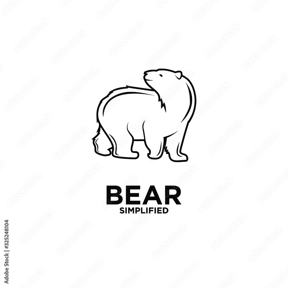Bear outline line logo icon design vector illustration