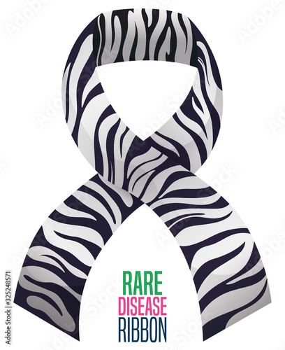 Isolated Striped Ribbon like Symbol of  Rare Diseases, Vector Illustration