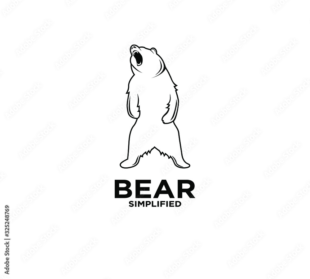 Fototapeta premium Bear outline line logo icon design vector illustration