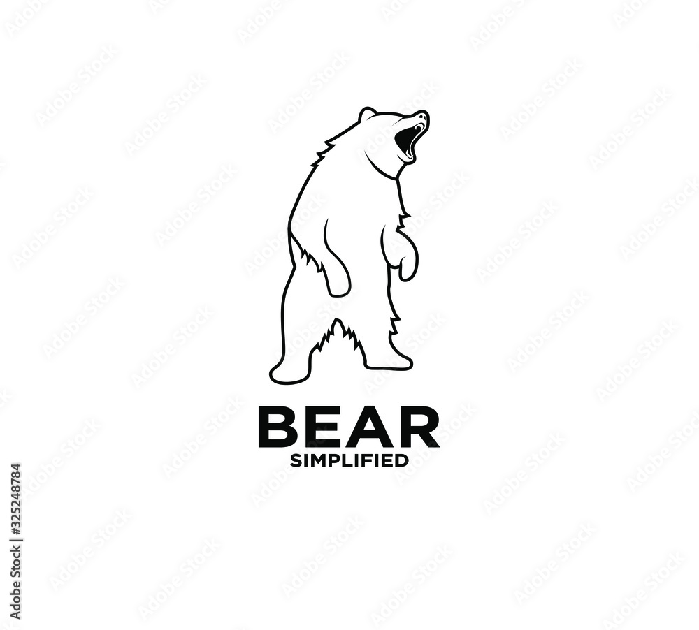Obraz premium Bear outline line logo icon design vector illustration