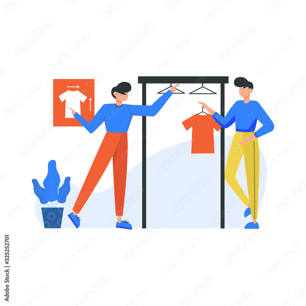 Clothing designers design and display their work in public places vector illustration Clothing designers design and display their work in public places vector illustration