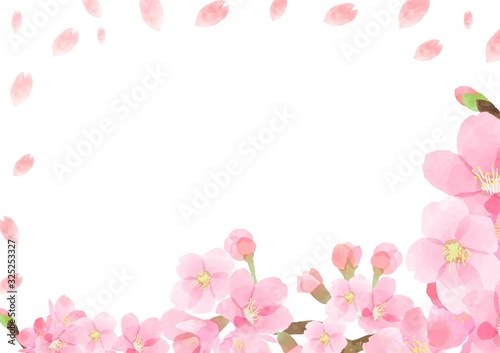 桜　水彩　フレーム © みずきのりんご