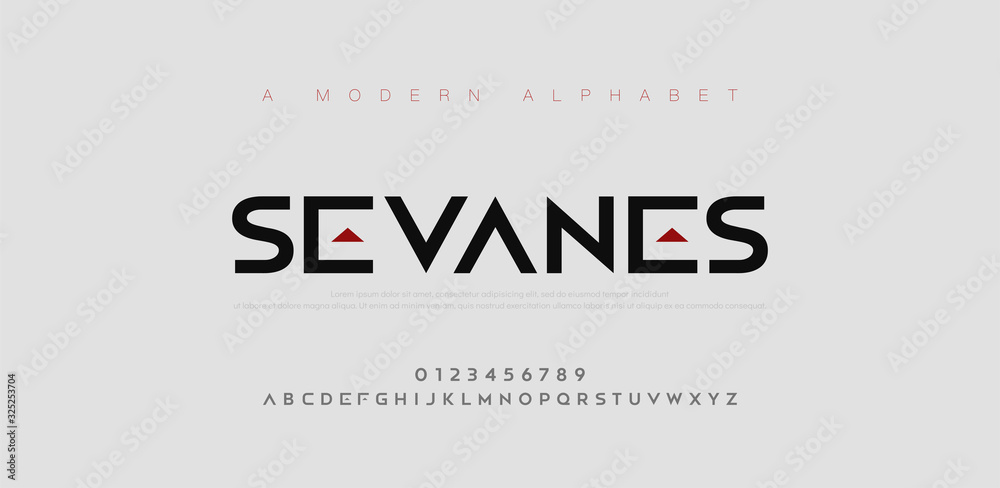 Abstract modern urban alphabet fonts. Typography sport, simple, technology, fashion, digital, future creative logo font. vector illustration <span>plik: #325253704 | autor: geengraphy</span>