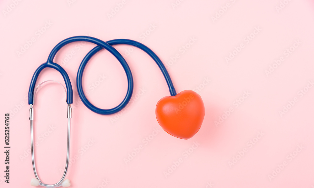 World health day concept, Stethoscope, globe and red heart World health day concept, Stethoscope, globe and red heart