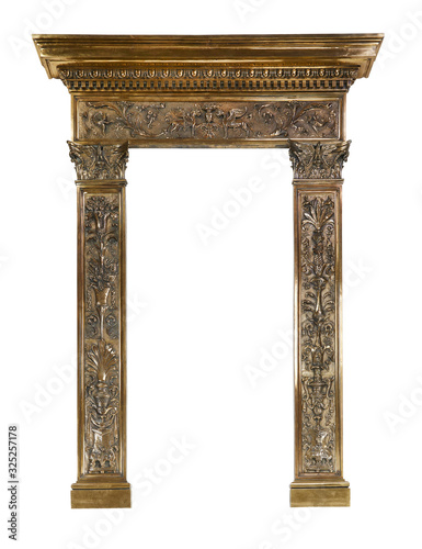 Door entry gold frame with clipping path.