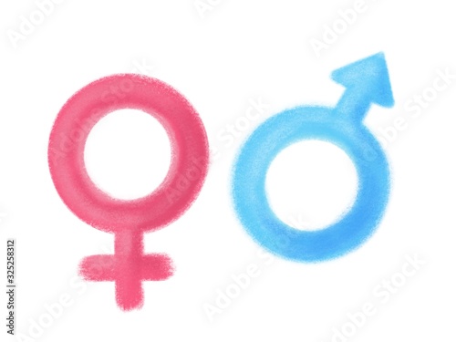 male and female symbols with chalk drawing