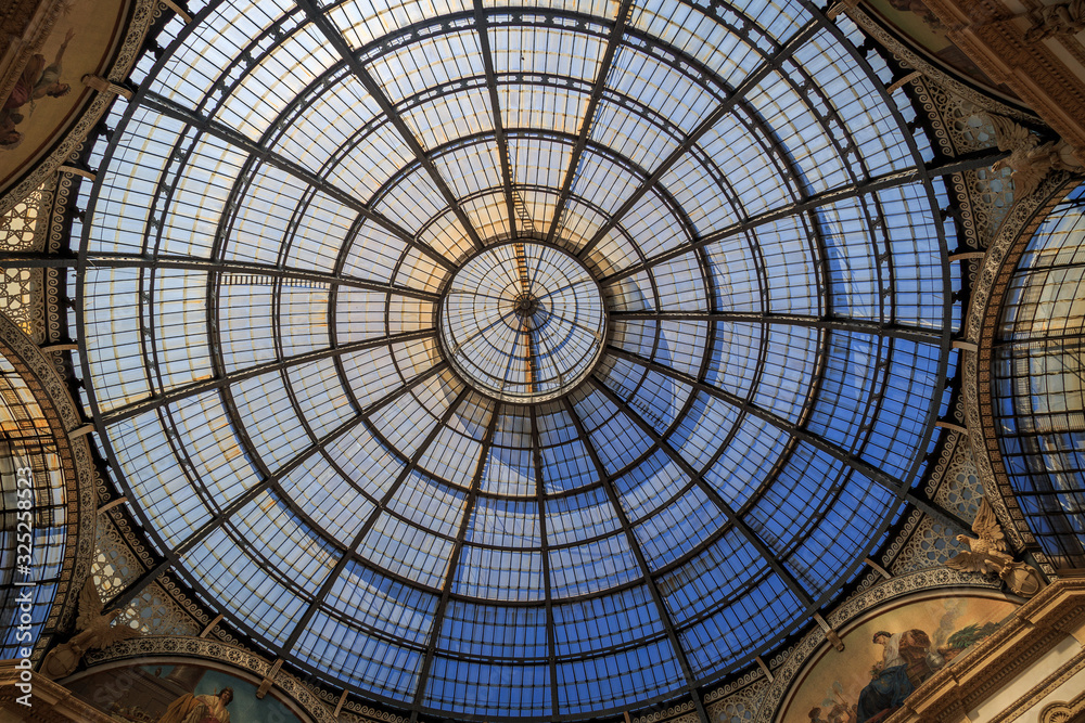 Big Circle Glass Ceiling inside the Galleria Vittorio Emanuele II