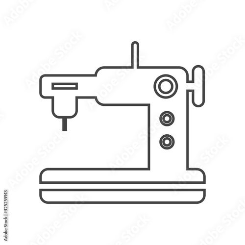 sewing machine flat vector line icon