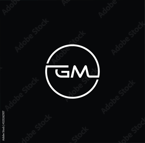 Minimal elegant monogram art logo. Outstanding professional trendy awesome artistic GM MG initial based Alphabet icon logo. White color on black background