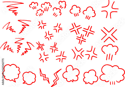Print op canvas Variation of White handwritten Red anger mark set