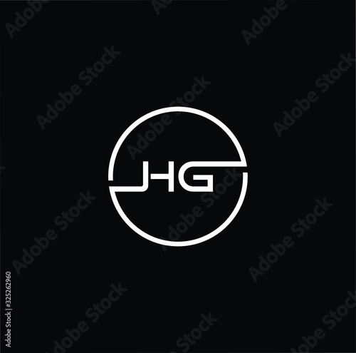 Minimal elegant monogram art logo. Outstanding professional trendy awesome artistic GH HG initial based Alphabet icon logo. White color on black background
