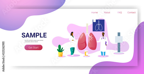 doctors team examining human lungs medical consultation internal organ inspection examination treatment concept horizontal full length copy space vector illustration