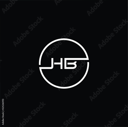 Minimal elegant monogram art logo. Outstanding professional trendy awesome artistic HB BH initial based Alphabet icon logo. White color on black background