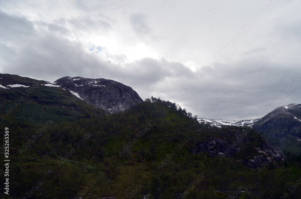 Railway travel in Norway.Views from the train. The Bergen - Oslo train. 