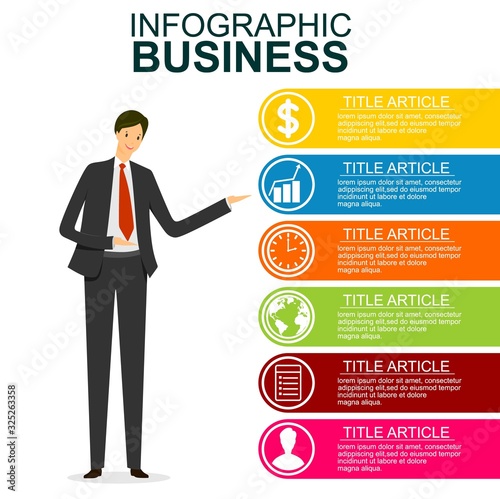 Business data infographic, process chart with 4 steps, vector and illustration element