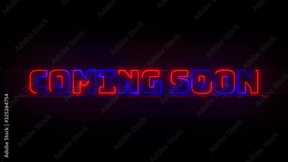 Red and blue laser neon of Coming Soon text