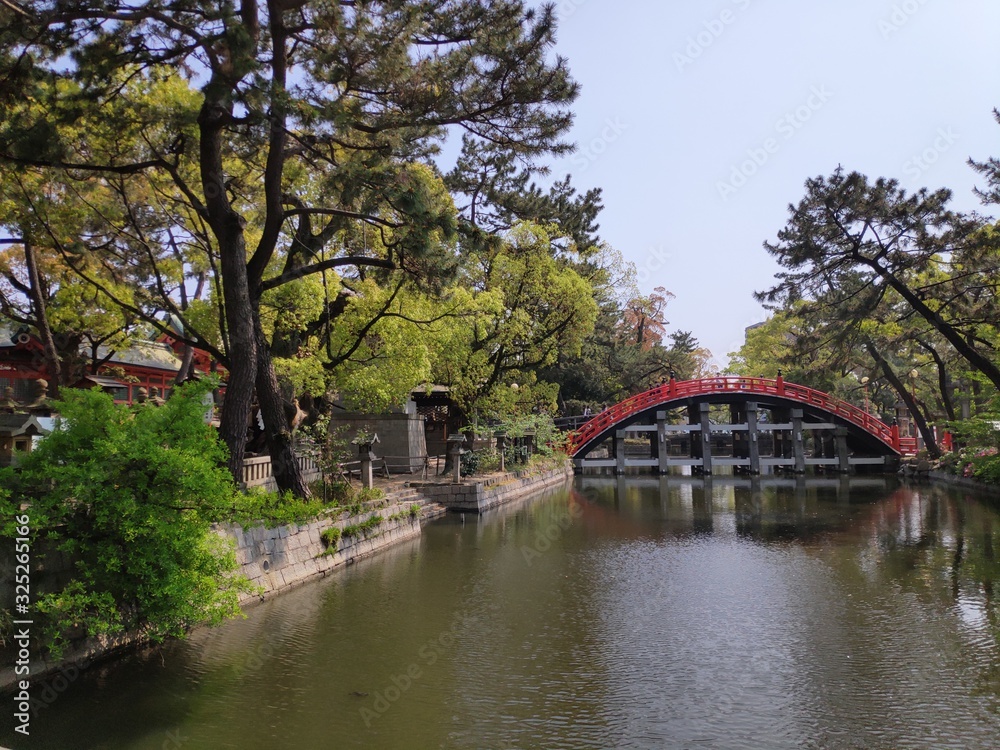 bridge in the park of japan temple