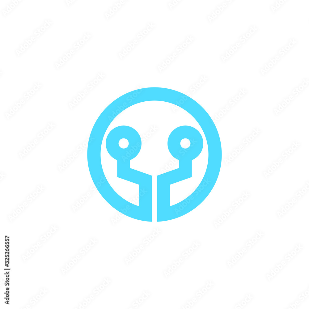 Circle technology logo. Abstract circle tech icon. Blue color and white background Circle technology logo. Abstract circle tech icon. Blue color and white background