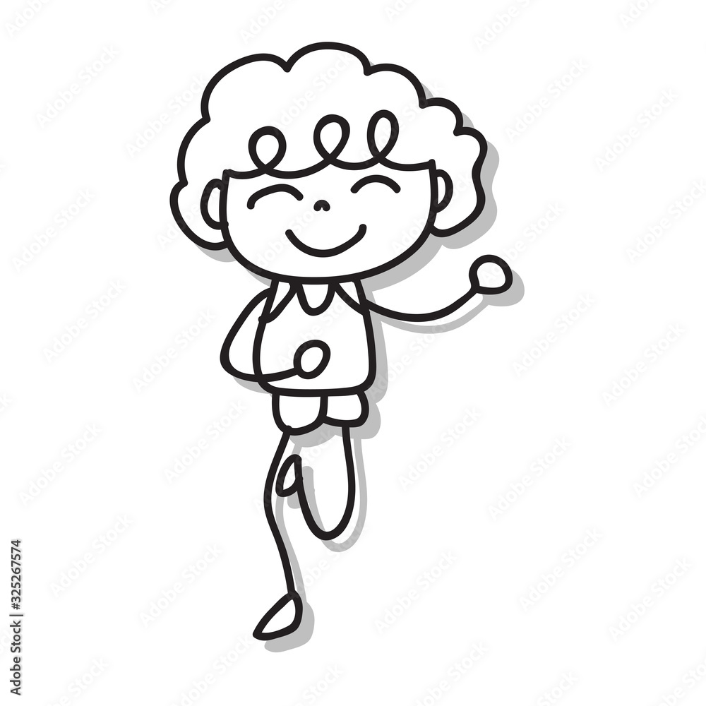 Hand drawing doodle cartoon character happy boy happiness abstract people vector illustration for kid Hand drawing doodle cartoon character happy boy happiness abstract people vector illustration for kid