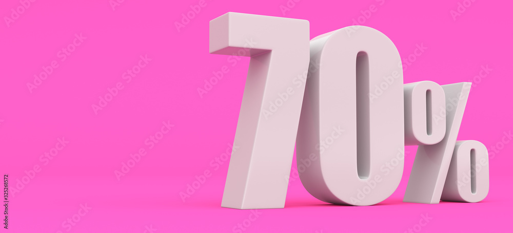 White seventy percent on a pink background. 3d render illustration. For advertising. White seventy percent on a pink background. 3d render illustration. For advertising.