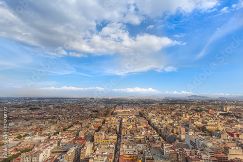 Scenic panoramic view of Mexico City center from the observation deck at the top of Latin American Tower (Torre Latinoamericana)