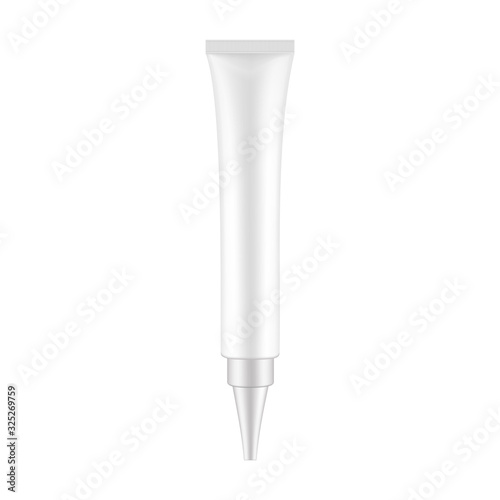 Plastic cosmetic tube isolated on white background, front view. Vector illustration