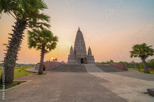 Wat Panyanantaram, a Buddhist temple in Pathum Thani City, Thailand. Thai architecture buildings background in travel trip and holidays vacation concept. Buddhism religion. Tourist attraction. photo