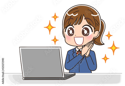 女子高生のイラスト 女子 女  中学生 ブレザー マンガ アニメ