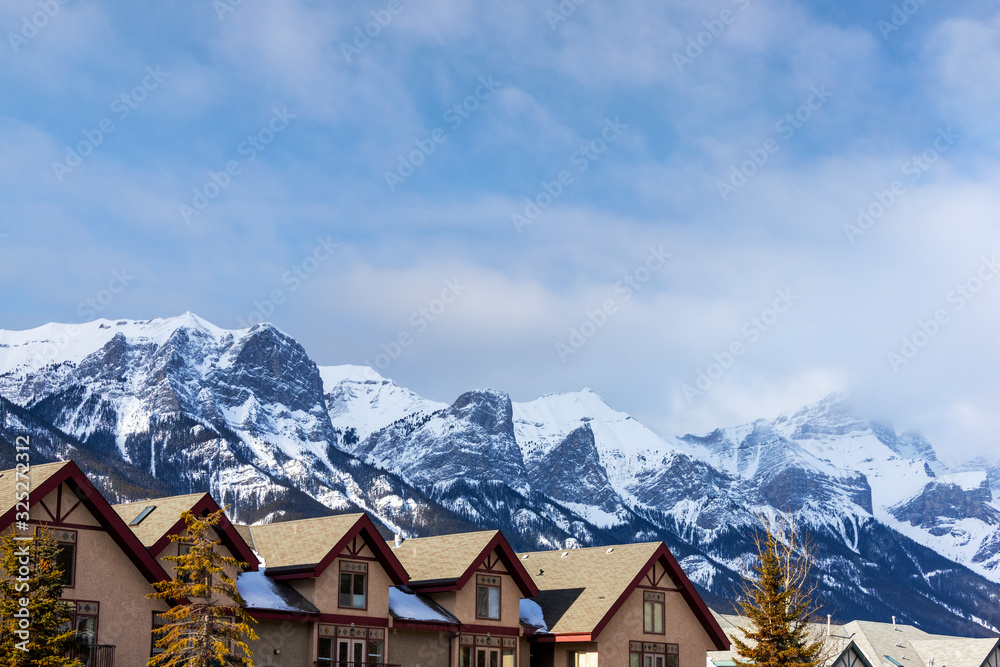 Houses in the Canadian Rockies of Canmore, Alberta, Canada Houses in the Canadian Rockies of Canmore, Alberta, Canada