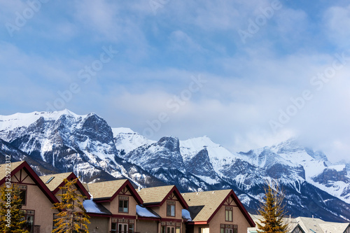Houses in the Canadian Rockies of Canmore, Alberta, Canada