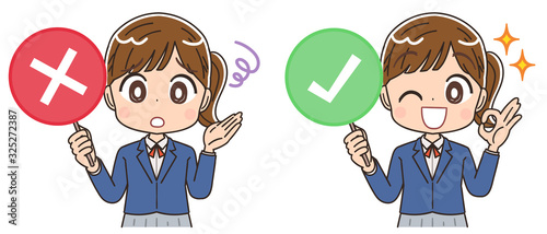 女子高生のイラスト 女子 女  中学生 ブレザー マンガ アニメ