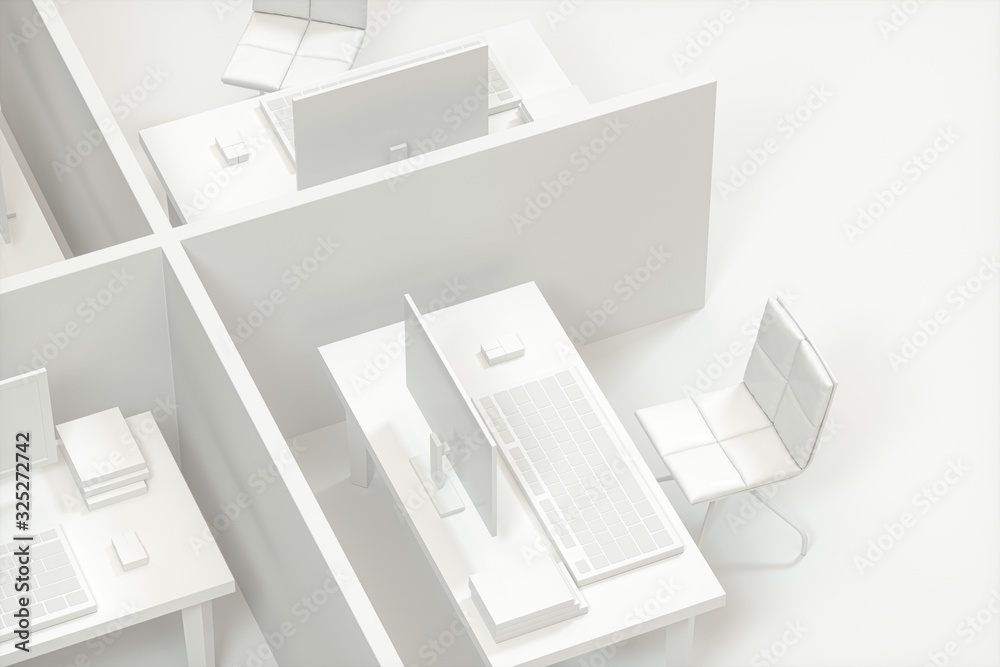 Office model with white background,abstract conception,3d rendering. Office model with white background,abstract conception,3d rendering.